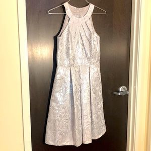 New Without Tags Eliza J Silver Fit and Flare Halter Metallic Dress Size 8